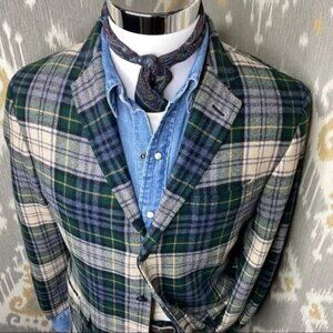 Polo Ralph Lauren Wool Cashmere Blend Green Multi Gordon Tartan Plaid Sport Coat